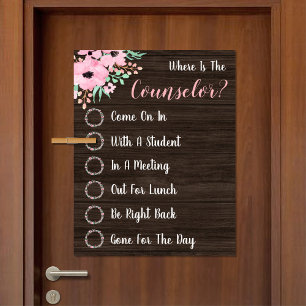 Where is the Counsellor Office Door Sign