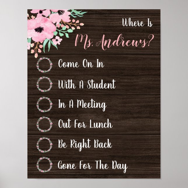 Where is the Teacher Office Door Sign (Front)