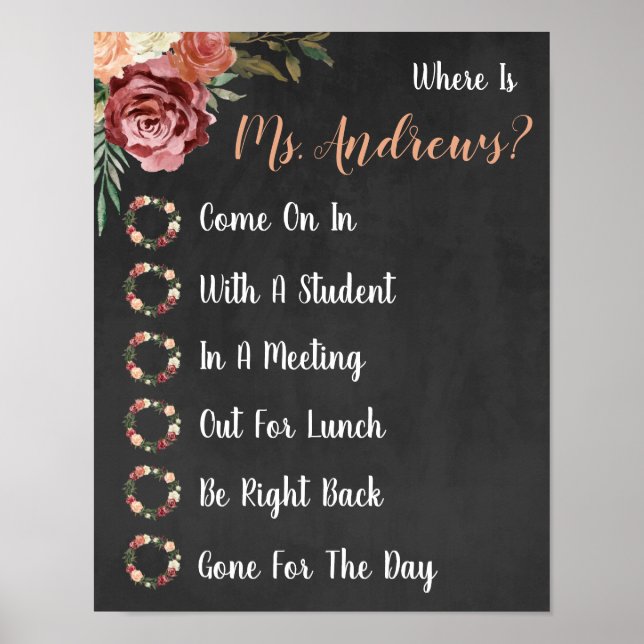 Where is the Teacher Office Door Sign (Front)