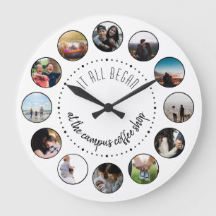 Where it All Began Love Story Photo Collage Large Clock