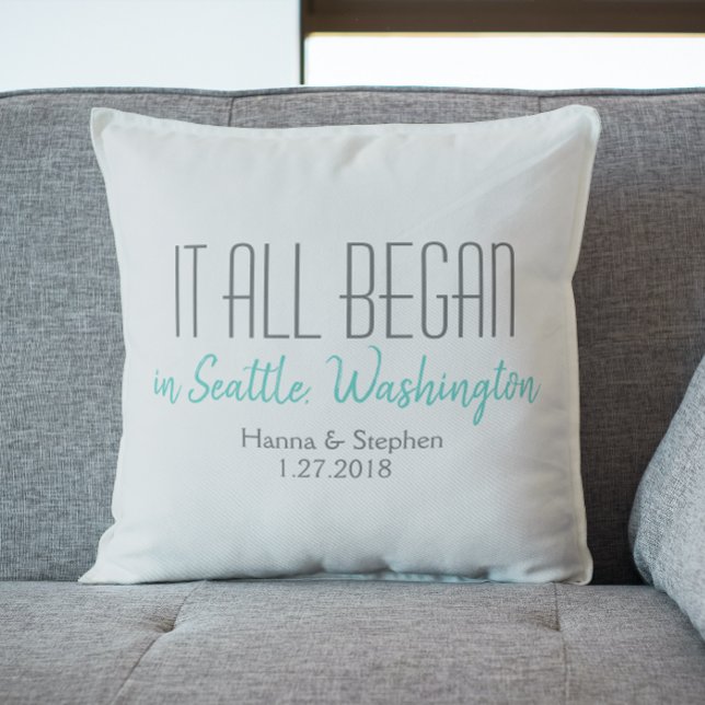 Where it All Began Love Story Romantic Home Town Cushion (Creator Uploaded)
