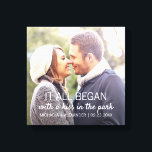 Where It All Began Personalised Couples Photo Canvas Print<br><div class="desc">Every couple has a unique story about where it all began. This photo canvas print with white text can be customised to any couple,  with their names,  the date of their anniversary (first date,  wedding,  engagement,  etc),  as well as a picture of the happy couple. A truly unique keepsake!</div>