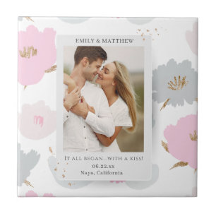 Where It All Began Pink Floral Photo Tile