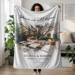 Where It All Began Romantic Couple's Gift Fleece Blanket<br><div class="desc">Custom “Where It All Began” photo blankets make a meaningful anniversary, engagement, wedding, Valentine's Day, or holiday gift for couples celebrating a special place or memory. This personalized blanket design features an image of the place the couple met with a watercolor style effect, and elegant text that highlights the couple's...</div>