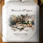 Where It All Began Romantic Couple's Gift Sherpa Blanket<br><div class="desc">Custom “Where It All Began” photo blankets make a meaningful anniversary, engagement, wedding, Valentine's Day, or holiday gift for couples celebrating a special place or memory. This personalised blanket design features an image of the place the couple met with a watercolor style effect, and elegant text that highlights the couple's...</div>