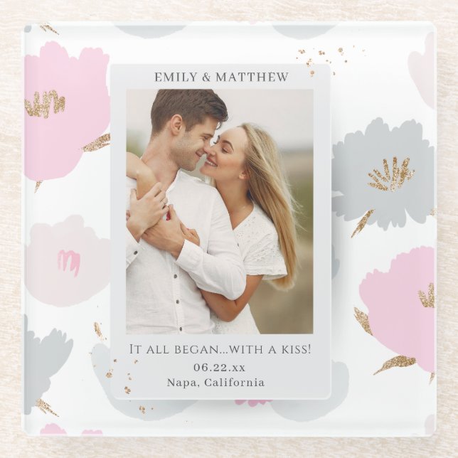 Where It All Began Romantic Couples Personalised Glass Coaster (Front)