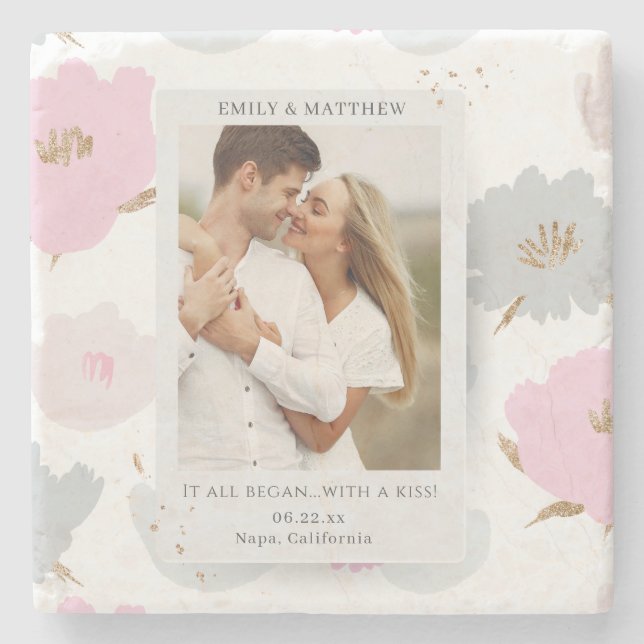 Where It All Began Romantic Couples Personalised Stone Coaster (Front)