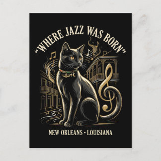 Where Jazz Was Born New Orleans Black Cat Heritage Postcard