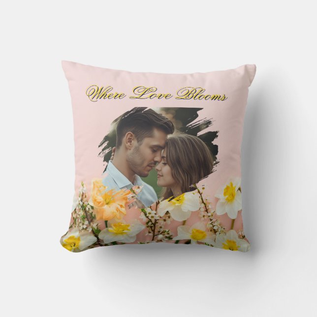 Where Love Blooms Pillow | Spring Romance Throw  (Front)