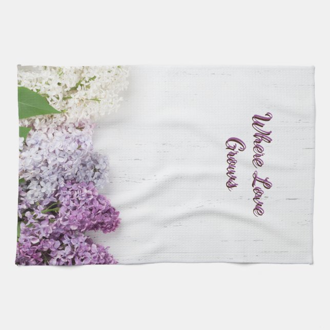 Where Love Grows Kitchen Towel | Lilac Spring Tea  (Horizontal)