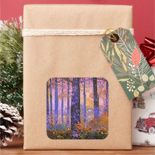 Where Magic Hides - Wide Woodland Landscape Square Sticker