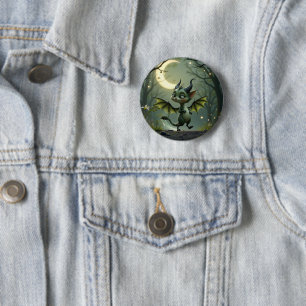 Where moonbeams dance, little mischief awakens. 6 cm round badge