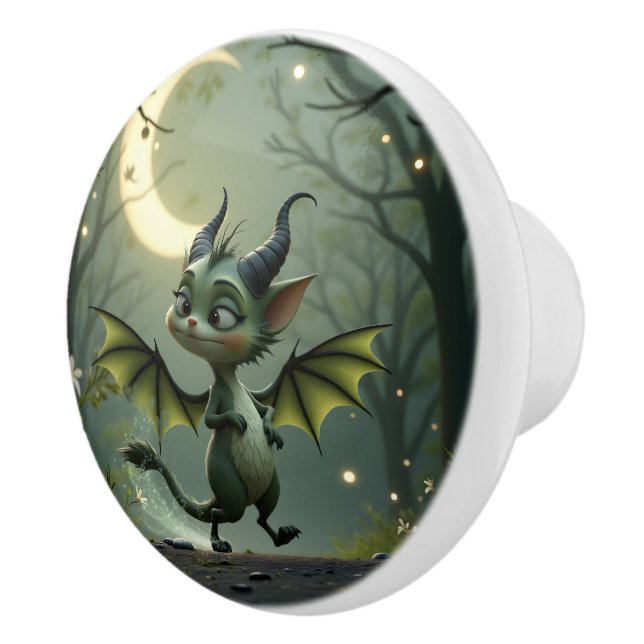 Where moonbeams dance, little mischief awakens.  ceramic knob (Right)