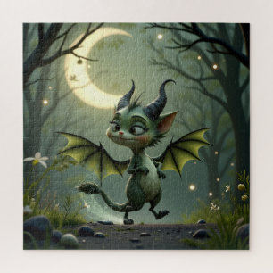 Where moonbeams dance, little mischief awakens.  jigsaw puzzle
