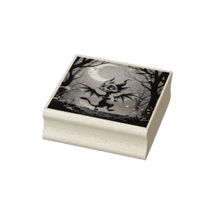 Where moonbeams dance, little mischief awakens. rubber stamp