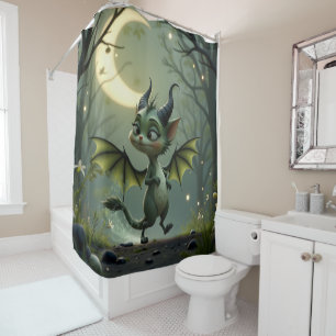 Where moonbeams dance, little mischief awakens.  shower curtain