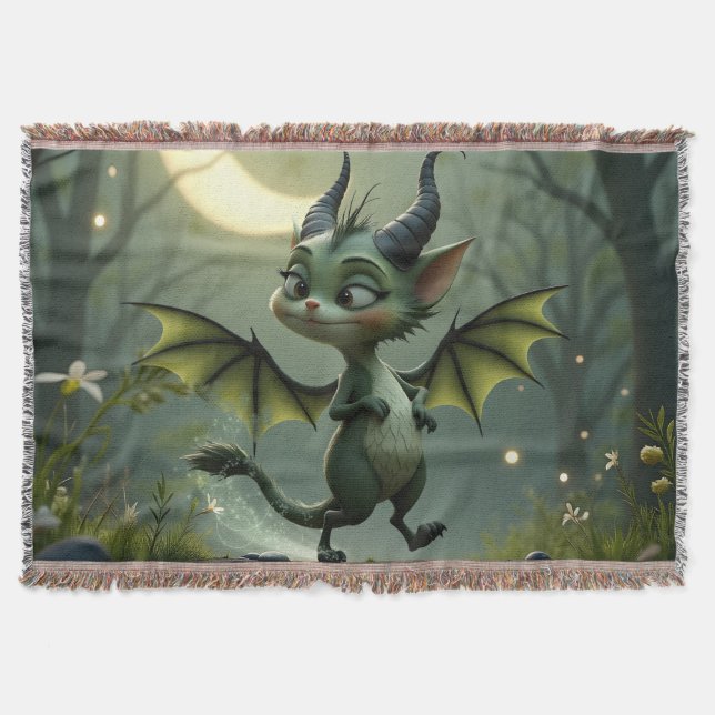 Where moonbeams dance, little mischief awakens.  throw blanket (Front)