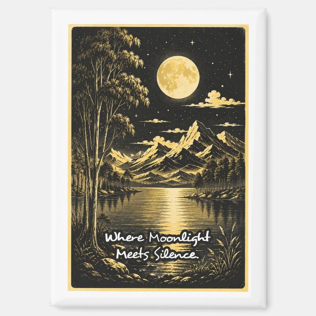 Where Moonlight Meets Silence Serene Nightscape Magnet (Front)