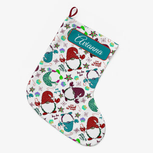 Where My Gnomies At? Holiday Gnome-White Large Christmas Stocking