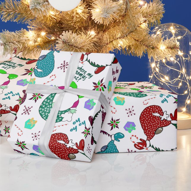 Where My Gnomies At? Holiday Gnome Wrapping Paper (Holidays)