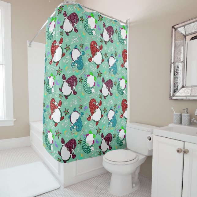 Where My Gnomies At? Holiday Home Decor-Seafoam  Shower Curtain (In Situ)