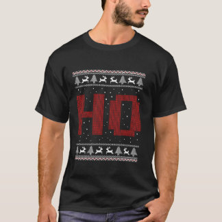 Where My Ho s At Ho Matching Couple Santa Ugly Chr T-Shirt