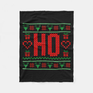 Where My Ho's At Ugly Christmas Sweater Couples Ma Fleece Blanket