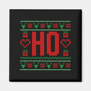 Where My Ho's At Ugly Christmas Sweater Couples Ma Magnet