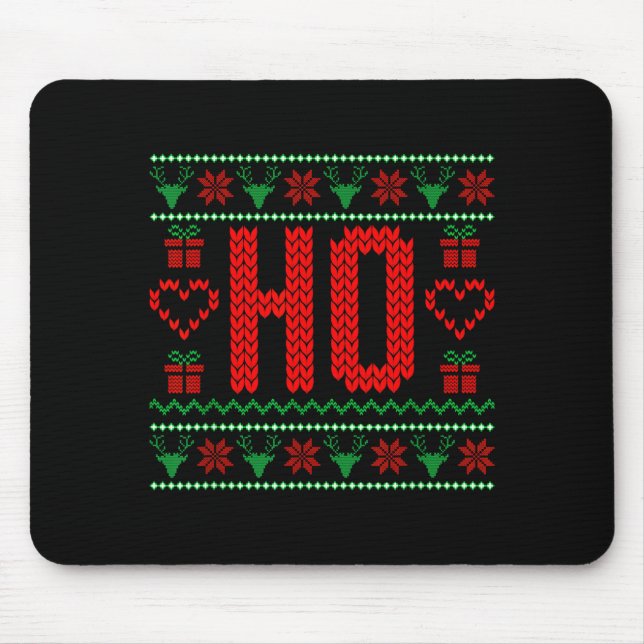 Where My Ho's At Ugly Christmas Sweater Couples Ma Mouse Pad (Front)