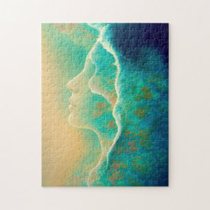 "Where Ocean Becomes Memory" - Blue Green Jigsaw Puzzle