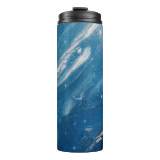 Where Ocean Meets the Sky Blue Abstract Art Water Thermal Tumbler