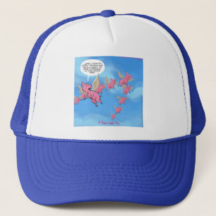 Where Pigs Fly Funny Vegan Cartoon Trucker Hat