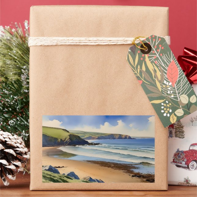 “Where Sky Meets Quiet Sand” – Devon Seascape Rectangular Sticker (Holiday)