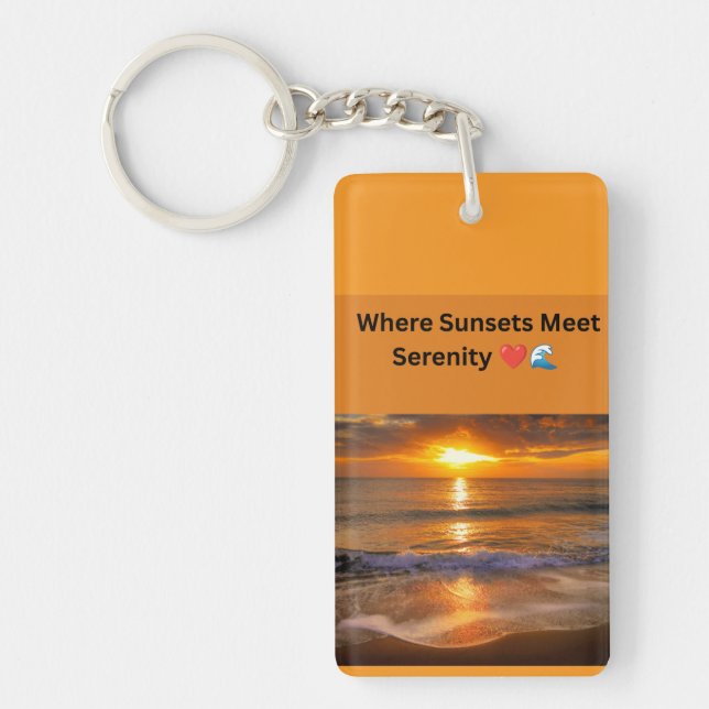 Where Sunsets Meet Serenity ❤️🌊 Key Ring (Front)