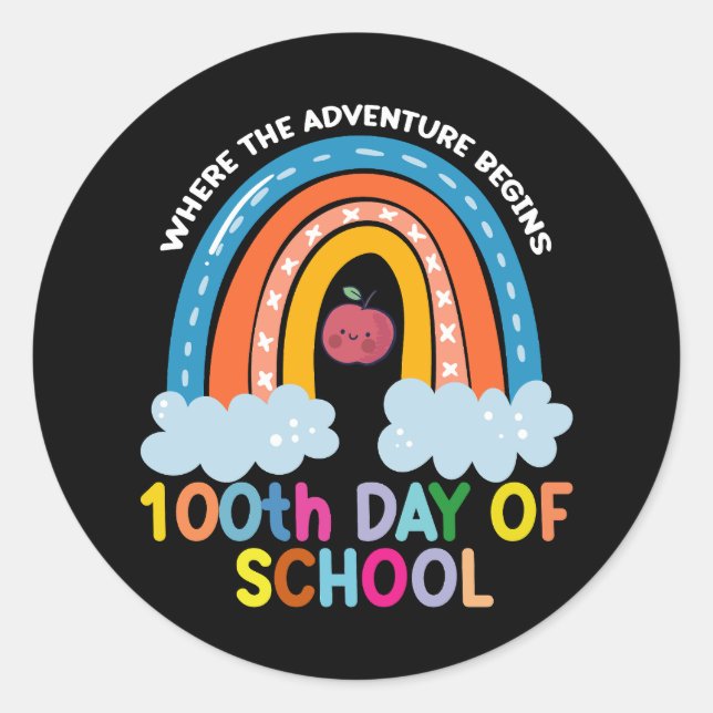 Where The Adventure Begins 100th Days Smarter  Classic Round Sticker (Front)