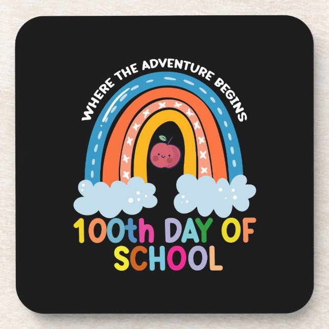 Where The Adventure Begins 100th Days Smarter  Coaster (Front)