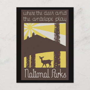 where the deer and antelope play postcard