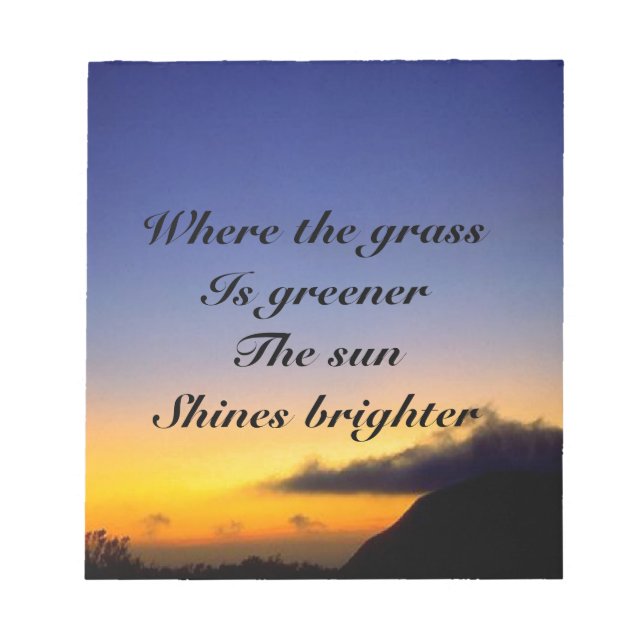where the grass is greener notepad (Front)