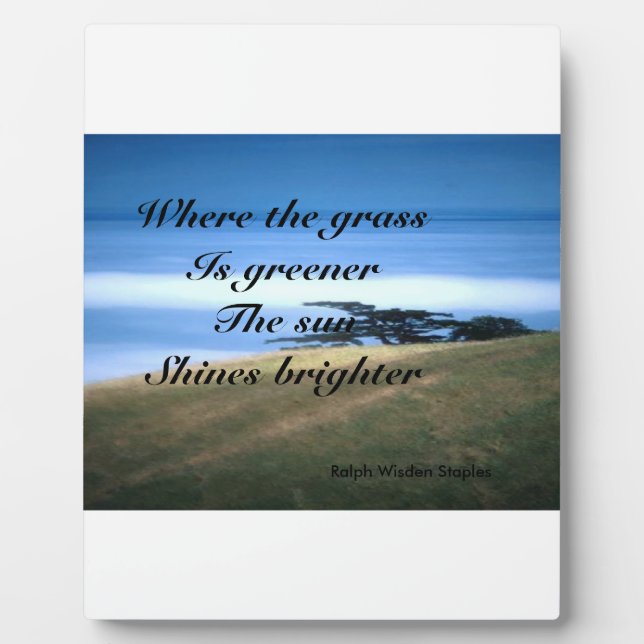 where the grass is greener plaque (Front)