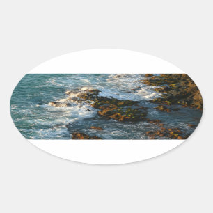 Where the Ocean Meets the Rocks Oval Sticker