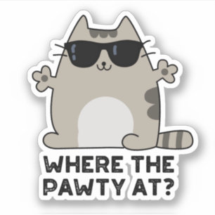 Where The Pawty At Funny Party Cat Pun 