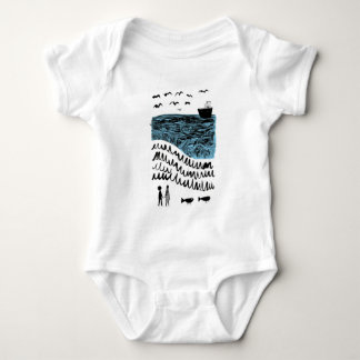 Where the Sea Begins | Hand-Drawn Ocean Baby Bodys Bodysuit