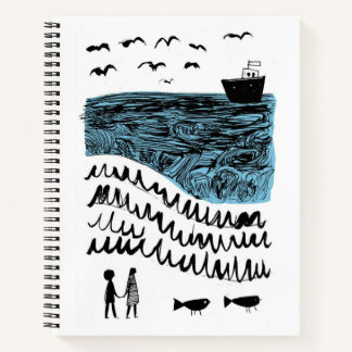 Where the Sea Begins | Hand-Drawn Ocean Spiral Not Notebook