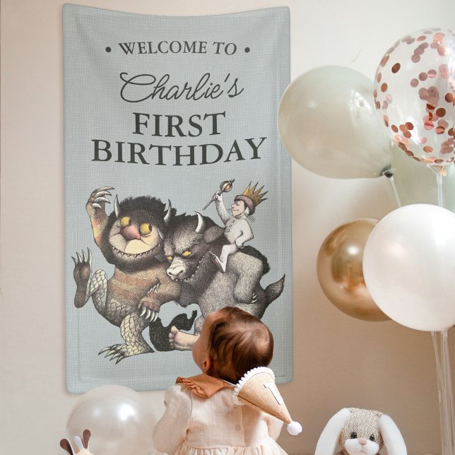 Where the Wild Things Are 1st Birthday Banner (Banner on wall)
