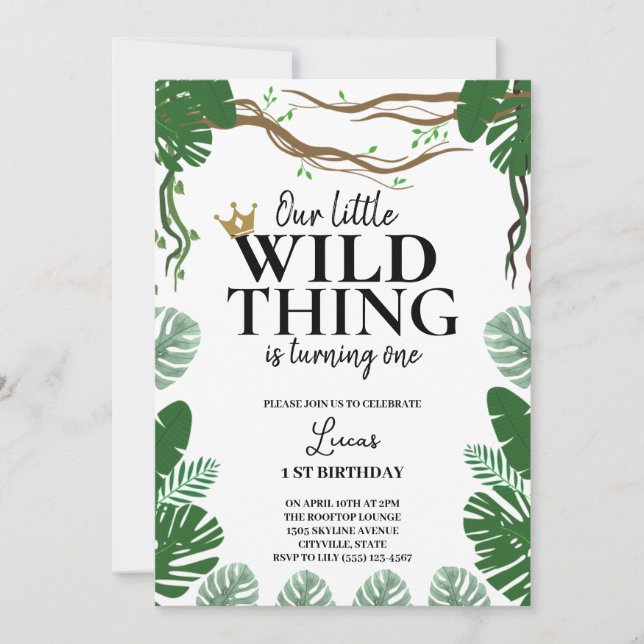 Where The Wild Things Are 1st birthday Invitation (Front)