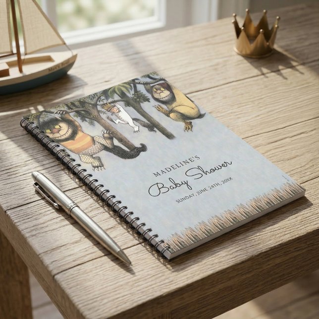 Where the Wild Things Are Baby Shower Notebook (Generated image of notebook on small table)