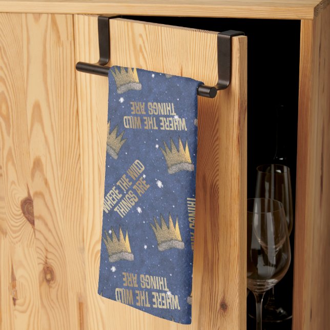Where the Wild Things Are Crown and Stars Pattern Tea Towel (Thirds Fold)