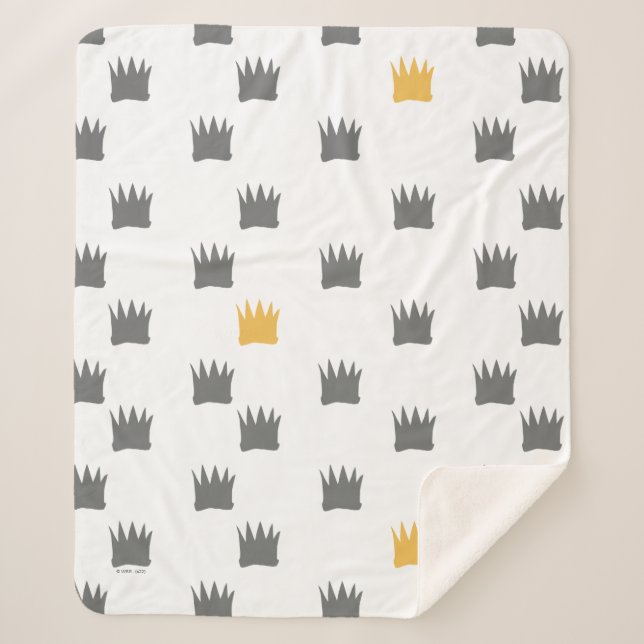 Where the Wild Things Are Crown Pattern Sherpa Blanket (Front)