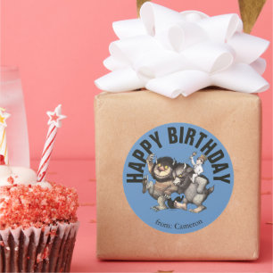 Where the Wild Things Are   Happy Birthday Classic Round Sticker