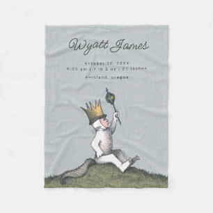Where the Wild Things Are - King Max Birth Stats Fleece Blanket